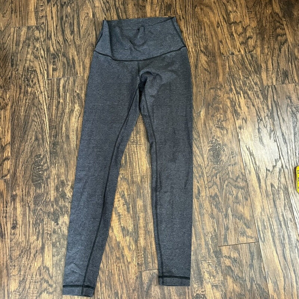 Lululemon Wunder Under Mid Rise Full Length Gray Heather Yoga Leggings Size 8